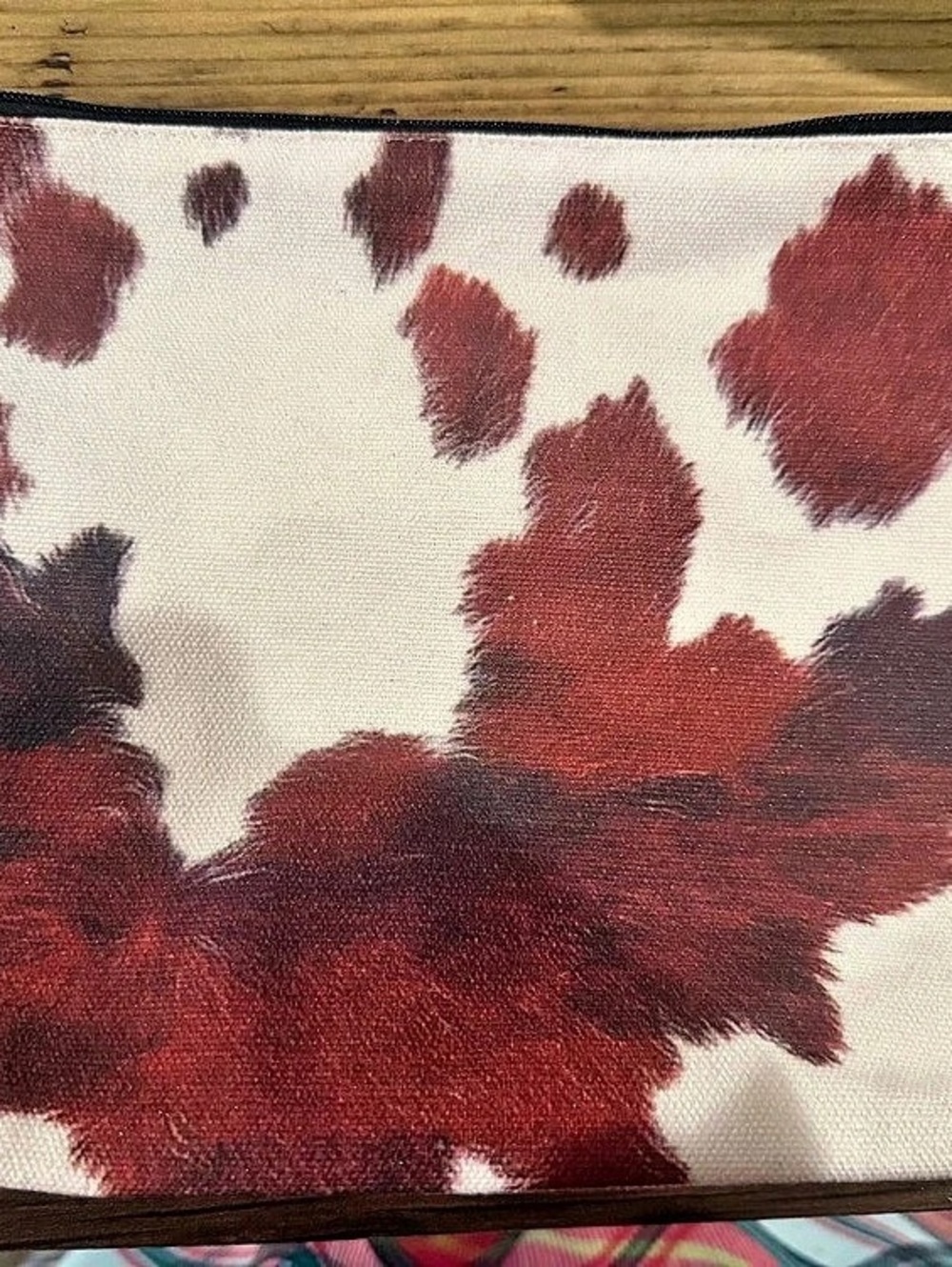 Cow print Cosmetic Pouch in brown & White Like New